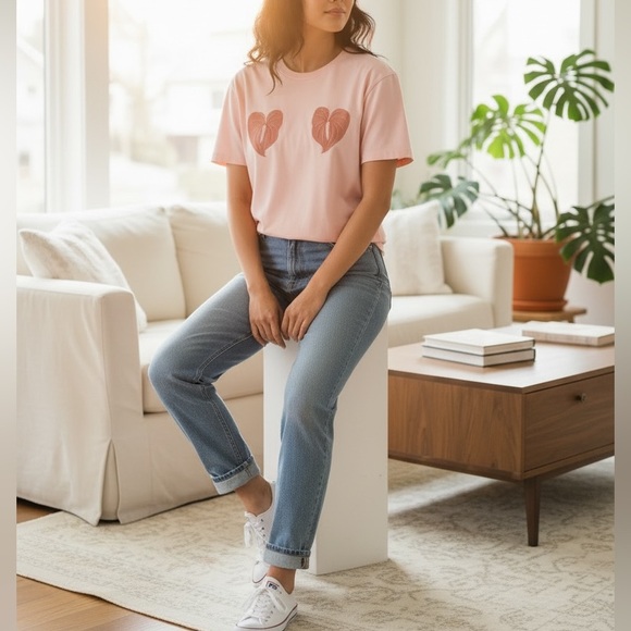 Fighting Eel Light Pink Anthurium T-shirt Medium - Picture 2 of 4